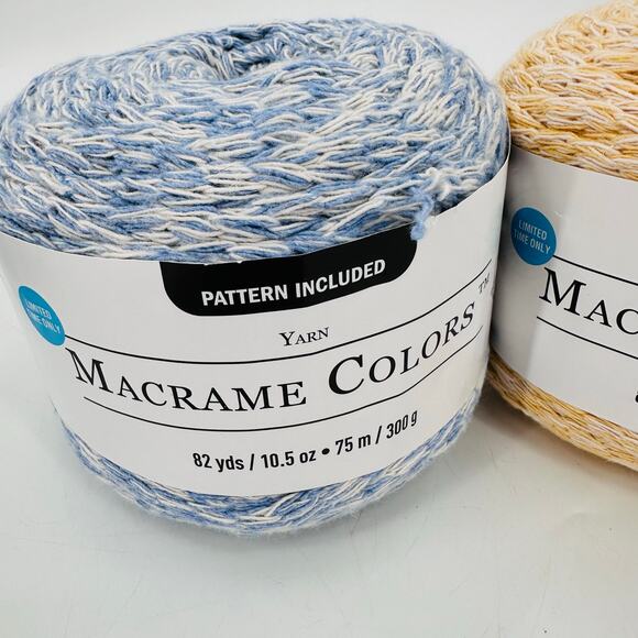 2 Macrame Colors Yarn by Loops and Threads Cornflower Blue Marl Yellow Marl - Picture 3 of 7